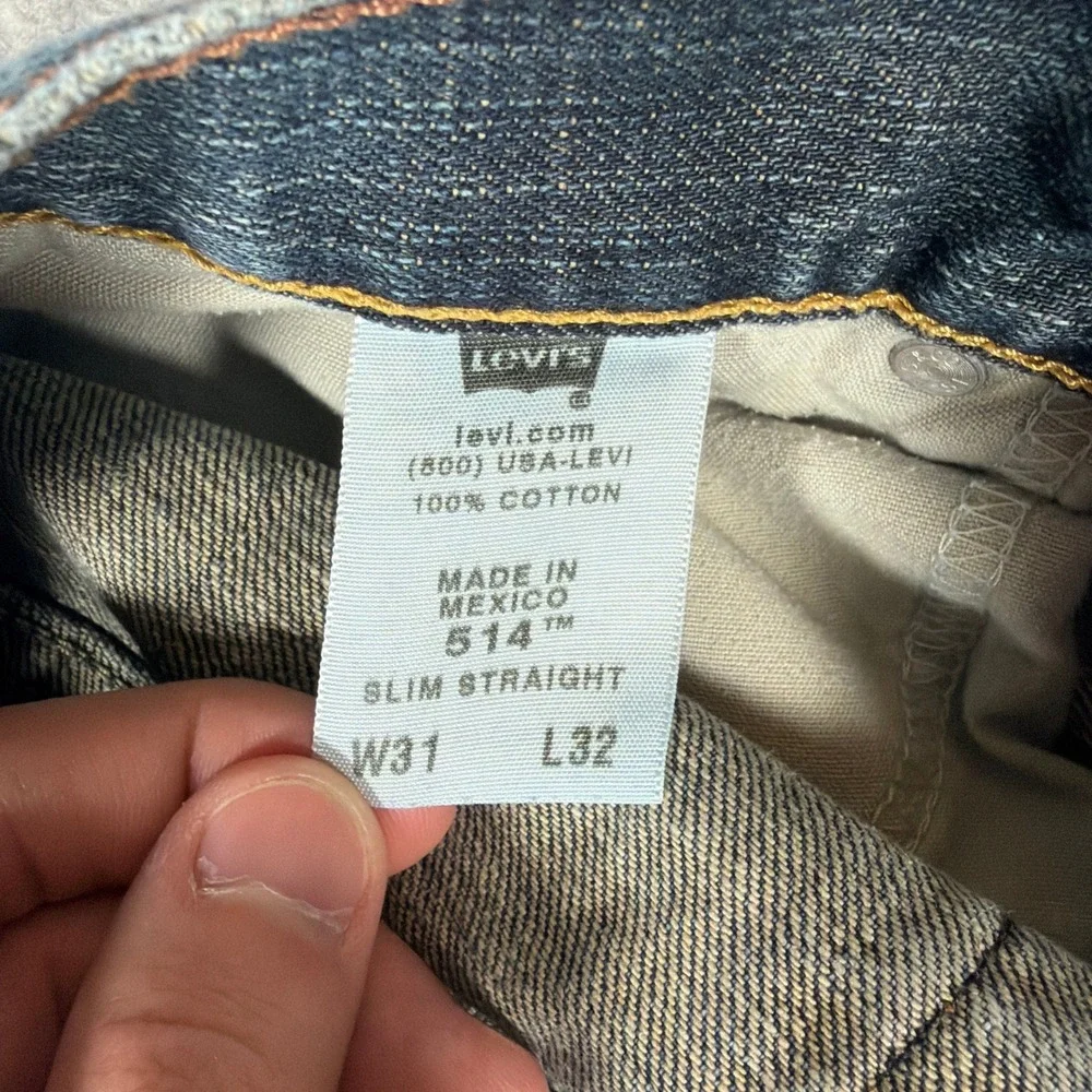 Levi's 514 Slim Straight Jeans Mens 31x32 Blue VTG 2000s Denim Pants